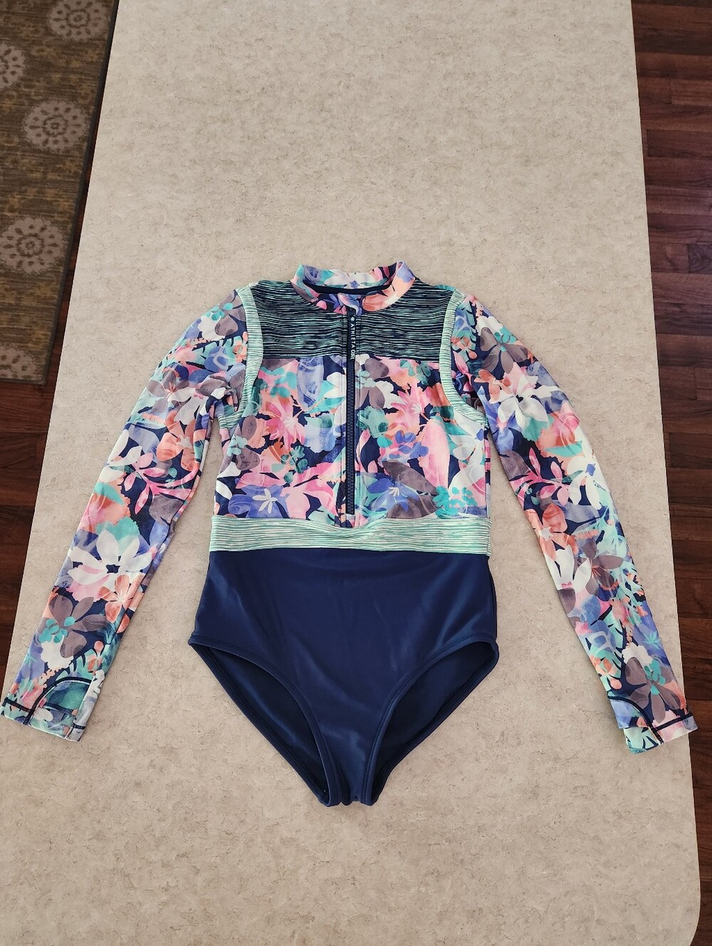 Athleta Girl Long Sleeve One Piece Floral Swimsuit